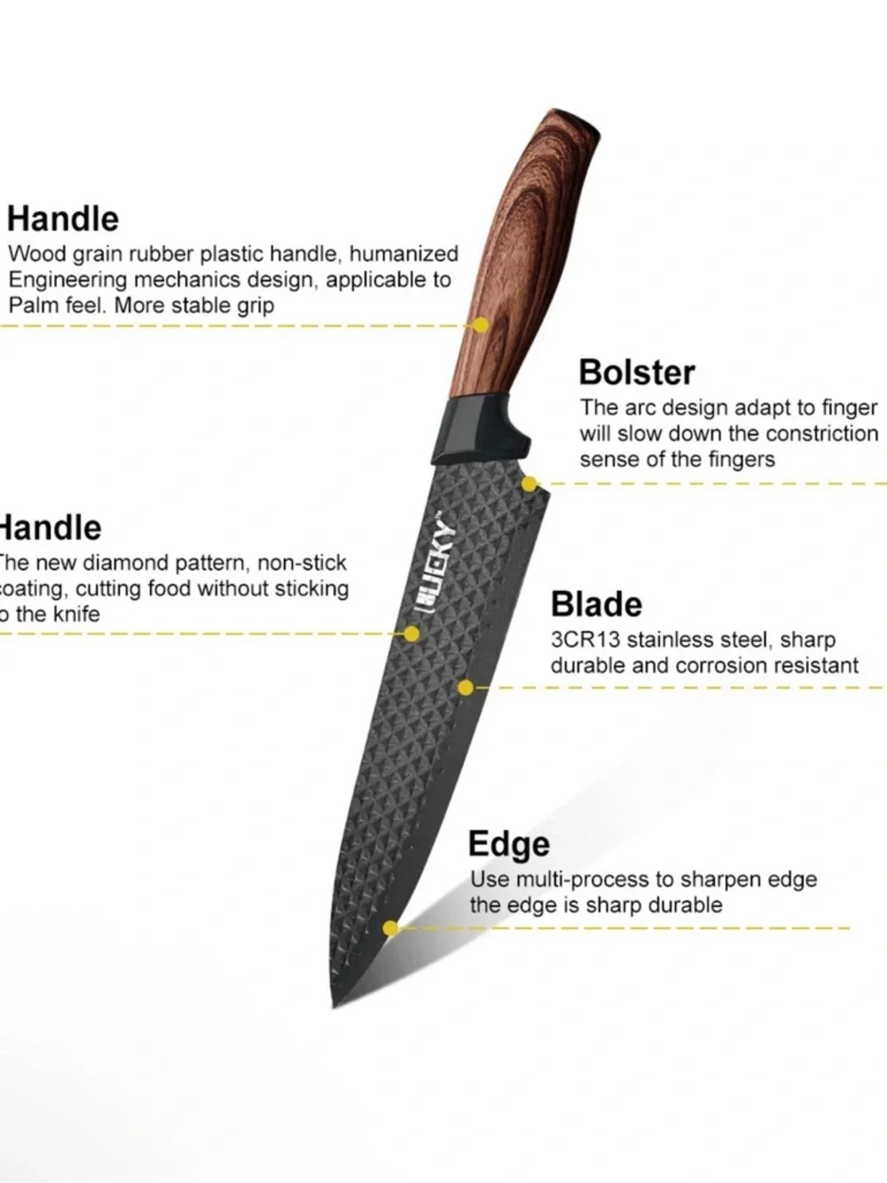 Chef Knife  New in box Set DFITO 6Pcs Stainless Steel pieces  Non-Stick Coating,